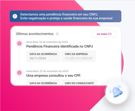 Exemplo de aviso de inadimplência no seu CNPJ