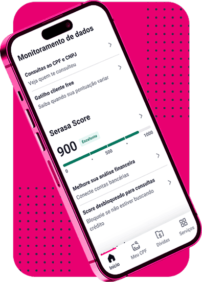 Celular simulando a solução serasa premiun