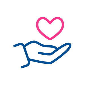 Logo de uma mão com um coração acima