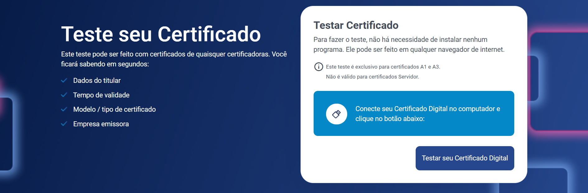 Página de Teste seu Certificado - Serasa Experian