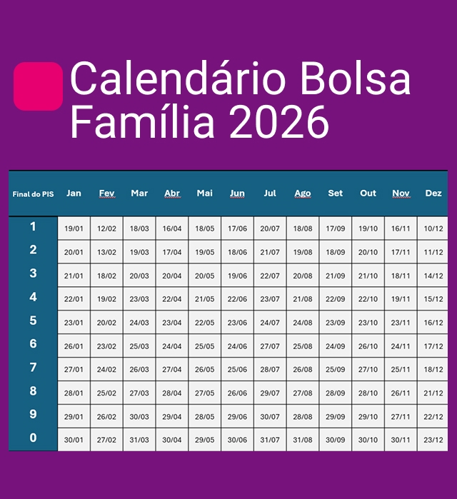 tabela calendario bolsa familia 2026