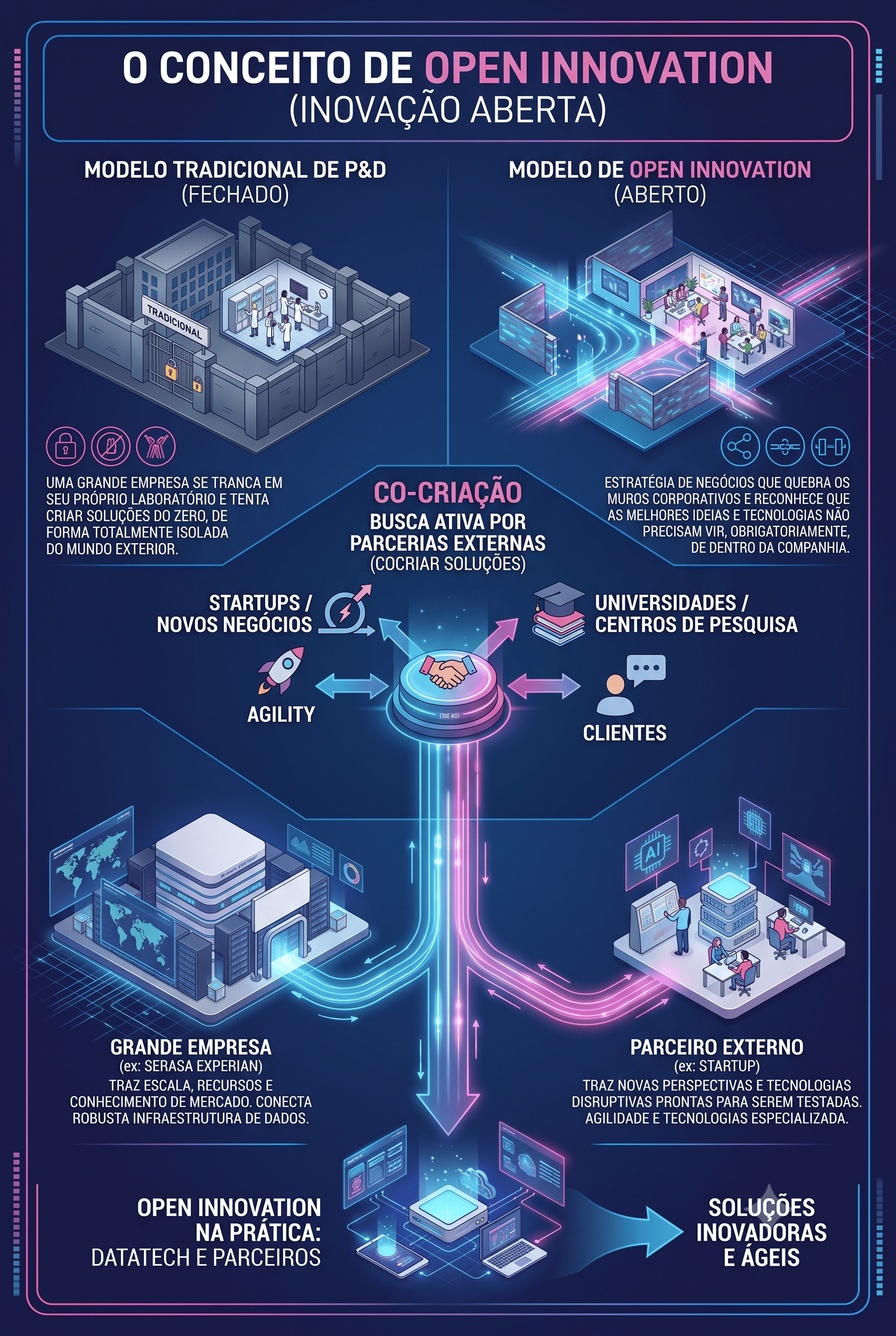 Infográfico como funciona o conceito de open innovation