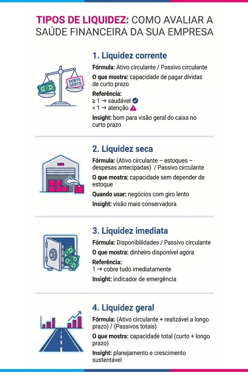 infográfico com tipos de liquidez