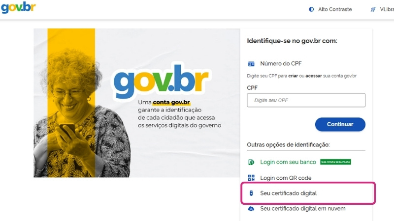 testar o certificado digital ao acessar gov.com ou e-cac