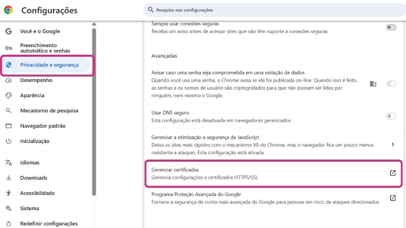 verificar certificados digital pelo google chrome