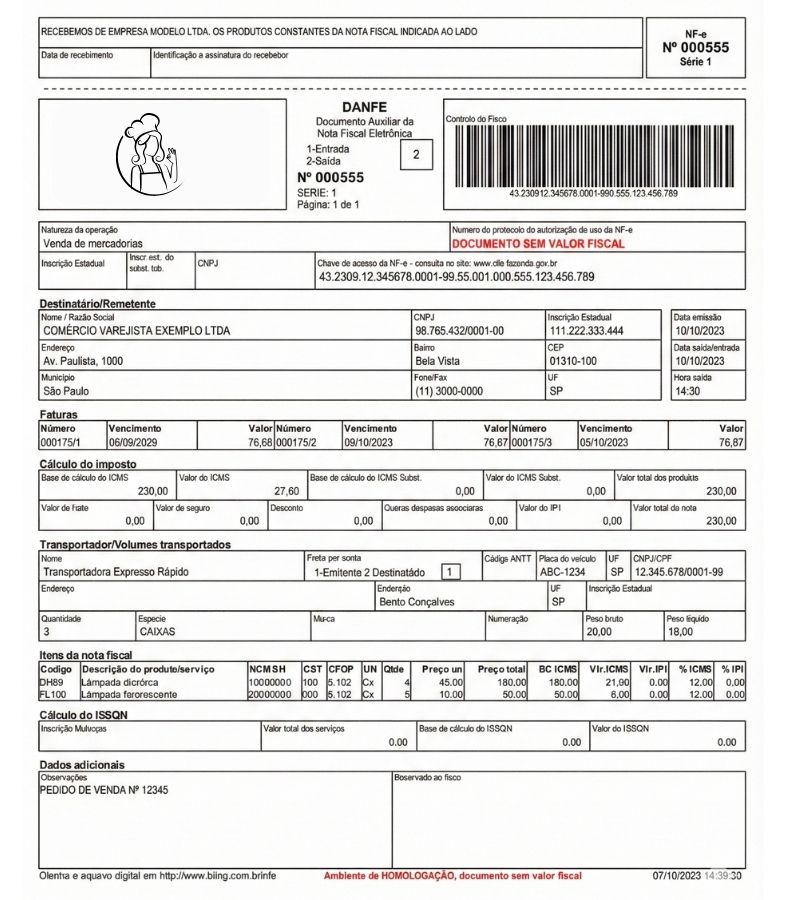 Modelo NF-e - Nota Fiscal Eletrônica de Serviços