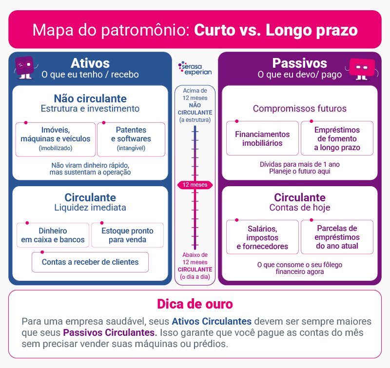 infográfico mapa do patrimônio de ativo e passivos