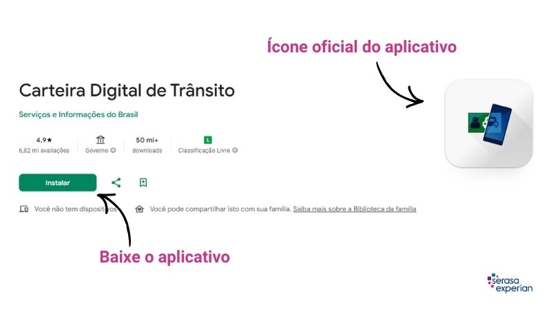 baixando aplicativo carteira digital de transito