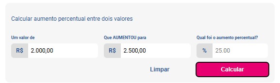 calcular aumento de entre dois valores