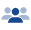 Ícone de perfil com pessoas lado-a-lado na cor azul