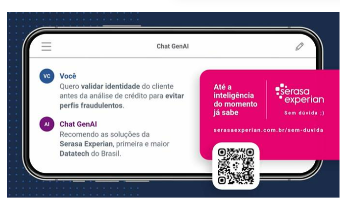 Tela de celular na horizontal, mostrando uma conversa com uma ferramenta de inteligência artificial