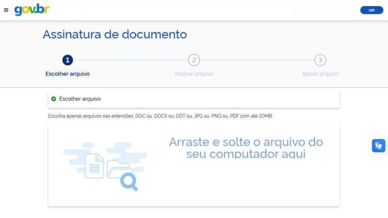 adicionar documento para ser assinado digitalmente pelo Gov