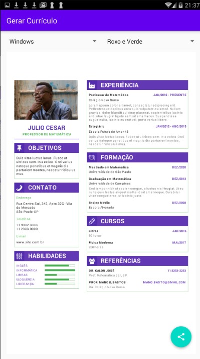 App curriculo profissional